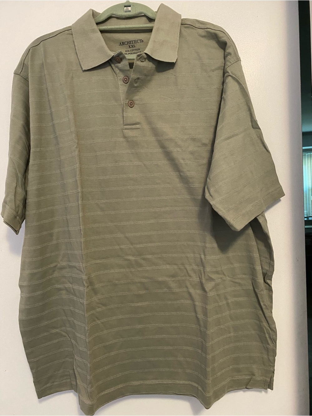 Architect Men’s Olive Polo with Subtle Stripe, NWOT, XXL, NEVER WORN